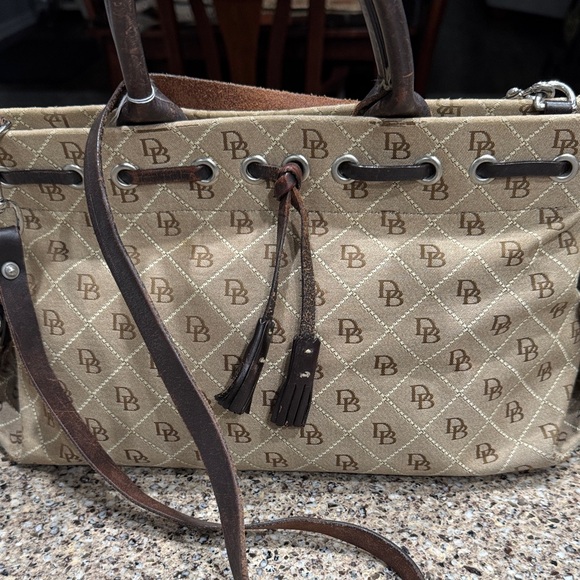 Dooney & Bourke Brown and Tan Signature Satchel - Picture 2 of 6